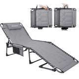 KingCamp Oversized Tanning Chair, Extra-Wide Padded Folding Chase Lounge Chairs Portable Adjustable 5-Position 400lbs Heavy Duty Lounger with Double-Layer Oxford for Outdoor Beach Patio Sun Pool KingCamp