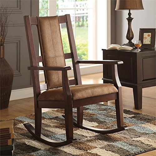 Acme Butsea Fabric Upholstered Rocking Chair in Brown and Espresso