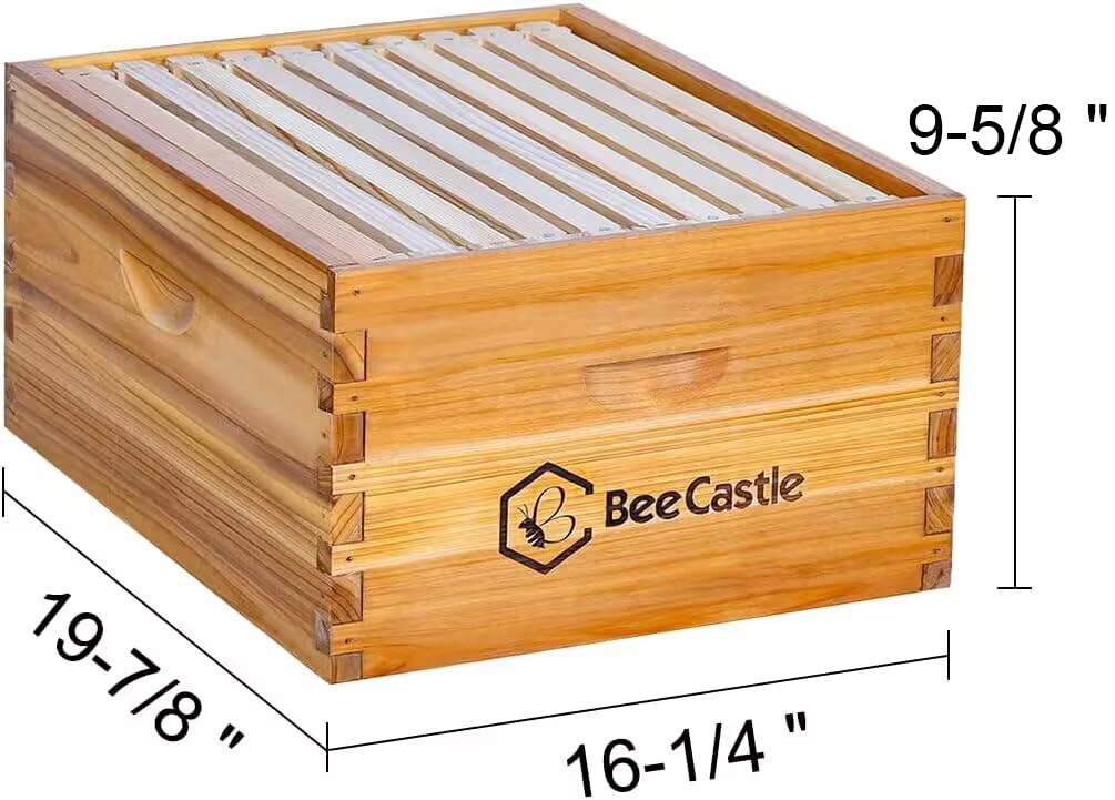 Heavy Wax Coated Unassembled Langstroth Deep/Brood Box with Frames and Beeswax Coated Foundation Sheet (10 Frame) BeeCastle