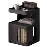 BUZUEY Side Table,Modern end Table,Unique nightstand,Black Metal Bedside Table,3-Tier Accent Table with Storage for Bedroom,Living Room,Small Space,Couch.No Assembly Required BUZUEY