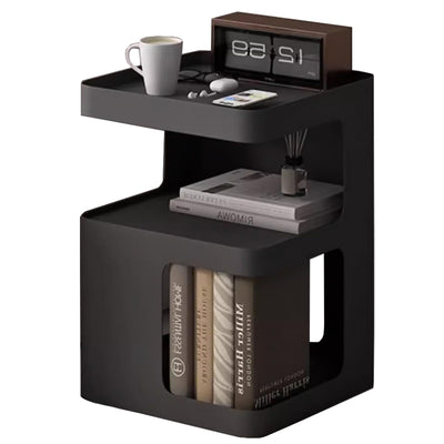 BUZUEY Side Table,Modern end Table,Unique nightstand,Black Metal Bedside Table,3-Tier Accent Table with Storage for Bedroom,Living Room,Small Space,Couch.No Assembly Required