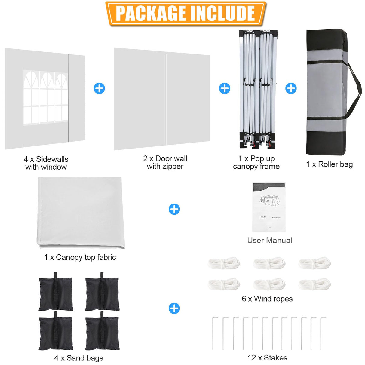 HOTEEL 10x20 Pop Up Canopy with 6 Sidewalls, One-Push Setup Canopy Tent with 8 Windbreak Poles, 10x20 Waterproof Outdoor Canopies for Parties Market Weddings Camping Patios (White) Hoteel