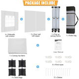 HOTEEL 10x20 Pop Up Canopy with 6 Sidewalls, One-Push Setup Canopy Tent with 8 Windbreak Poles, 10x20 Waterproof Outdoor Canopies for Parties Market Weddings Camping Patios (White) Hoteel