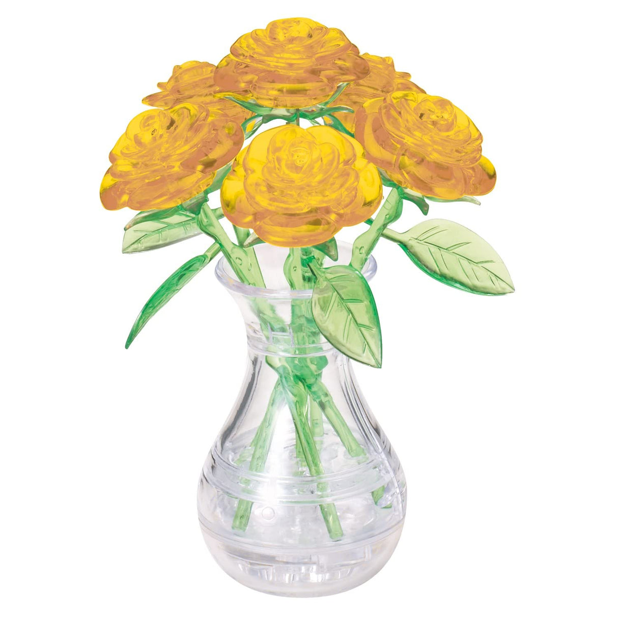 BePuzzled | Roses in Vase Original 3D Crystal Puzzle, Ages 12 and Up, Yellow Bepuzzled