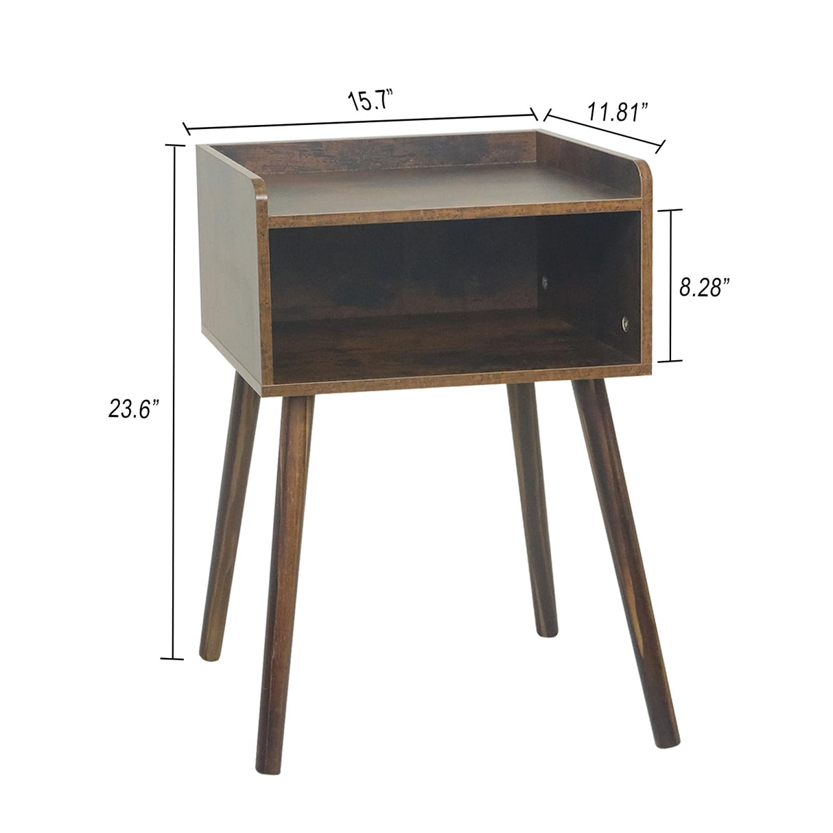 MaxSmeo Nightstand, Mid Century Modern Side Table Bedroom with Storage, Small End Bedside Table with Solid Wood Legs for Living Room, Office Small Spaces (Rustic Brown) MaxSmeo