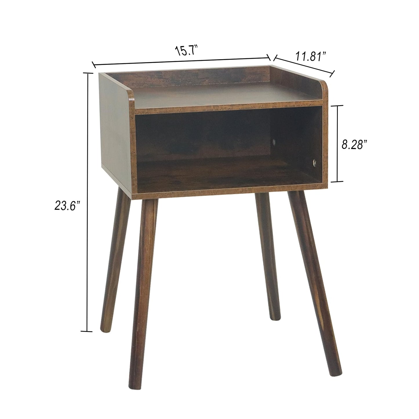 MaxSmeo Nightstand, Mid Century Modern Side Table Bedroom with Storage, Small End Bedside Table with Solid Wood Legs for Living Room, Office Small Spaces (Rustic Brown) - WoodArtSupply