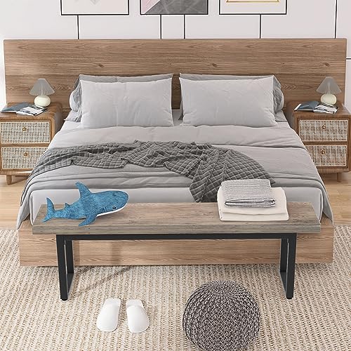 STHOUYN 59” Dining Bench Pair of 2 for 6-8 Person, Farmhouse Indoor Kitchen Table Benches, Bed Bench, Industrial Shoe Bench, Entryway Benches (Grey 2pcs) STHOUYN