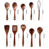 Wooden Spoons for Cooking, 10 Pcs Wooden Utensils for Cooking, NAYAHOSE Natural Teak Wood Spoons, Non-Stick Comfort Grip Kitchen Utensils Set NAYAHOSE