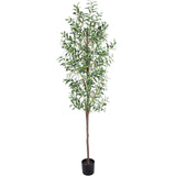 CETRD Artificial Olive Tree, 6FT Tall Faux Olive Trees 72in Outdoor Fake Potted Silk Plant with Trunk and Realistic 648 Leaves and 24 Fruits for Modern Office Home Decor Indoor（1pack） CETRD
