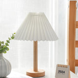 Zenply Small Table Lamp, Bedside Nightstand Mini Lamp for Bedroom Living Room Side Table Small Spaces, Pleated Aesthetic Vintage Lamp Warm White LED Bulb Included Zenply