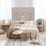 King Wood Headboard Rustic | Carved Full Headboard Only | Wooden Headboard Full Size Bed | Wall Mount Headboard King | Full Bed Headboard Panels (Manusa Antic, Cal King) KultureDeco