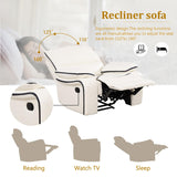 Ocstta Leather Recliner Sofa Set, Leather Couch Set for Living Room, Living Room Furniture Set with Storage Console & Cup Holder for Living Room/Office (Recliner Couch Set) Creamy White Ocstta