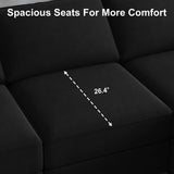 Belffin Modular Loveseat Sofa Couch with Storage Seats Velvet 2 Seater Love Seats for Small Spaces Black Belffin