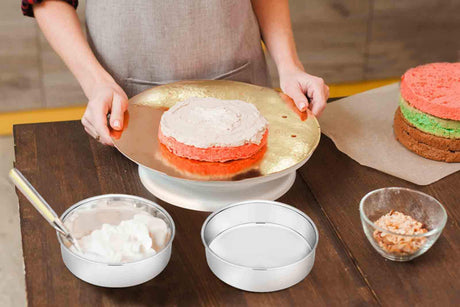 TeamFar 6 Inch Cake Pan, Round Cake Pan Tier Baking Pans Set Stainless Steel, Fit in Pot Pressure Cooker Air Fryer, Healthy & Toxic Free, Mirror Finish & Sturdy, Oven & Dishwasher Safe - Set of 3 TeamFar
