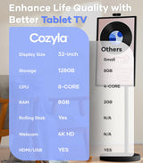 Cozyla Mate 32 Inch Mobile Portable TV Stand on Wheels Support Google Store Full Swivel Rotation Portable Touch Screen Monitor Built-in Battery Smart Rolling Tablet TV 4K Camera Remote Control Black Cozyla Mate