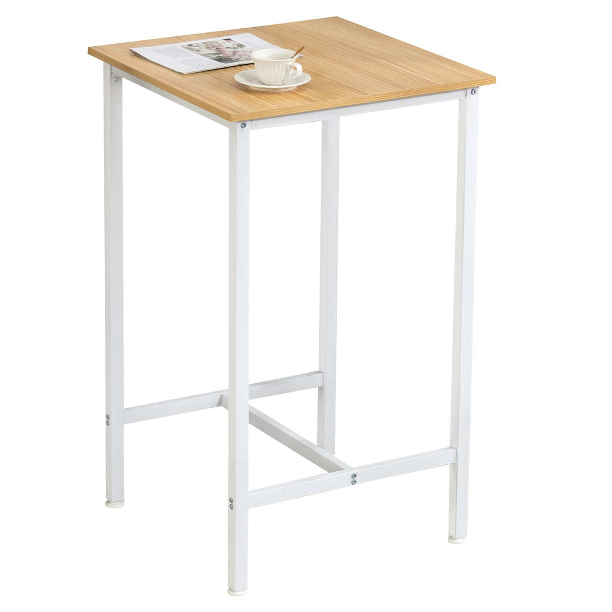 Finnhomy 23.6" Modern High Top Bar Table - Oak Beige & White Cocktail Table for Kitchen and Living Room Finnhomy