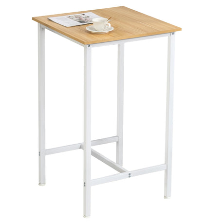 Finnhomy 23.6" Modern High Top Bar Table - Oak Beige & White Cocktail Table for Kitchen and Living Room Finnhomy