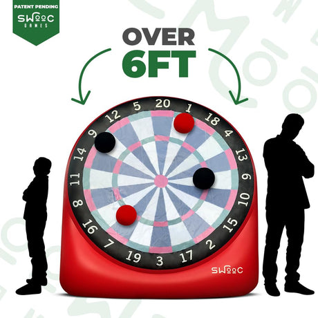 SWOOC Games - Giant Kick Darts (Over 6ft Tall) with 15+ Games Included - Jumbo Soccer Darts with Air Pump - Big Inflatable Games - Carnival Games - Giant Outdoor Games & Activities - Giant Yard Games SWOOC