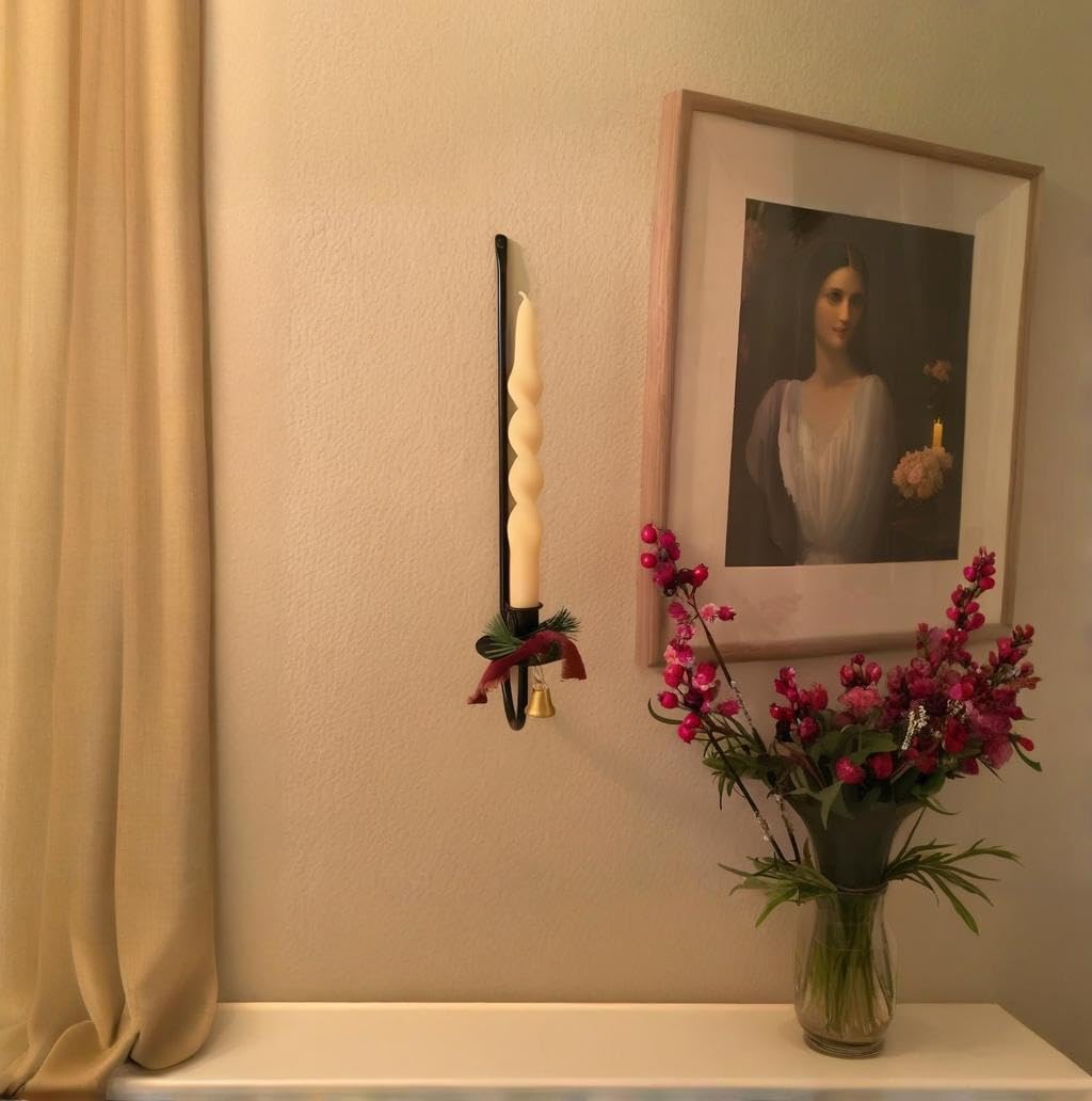 Wall Candle Holder Set of 2, Modern Candle Sconces Wall Mount Metal Holders Hanging Candle Pillar Holder for Living Room, Wedding, Farmhouse, Fireplace, Matte Black YUWENG