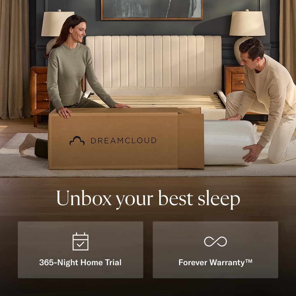 DreamCloud Luxe 14" King Mattress - Memory Foam (New Version) - 365 Night Trial - Fiberglass Free - Forever Warranty - Mattress in a Box - CertiPUR-US® Certified DreamCloud