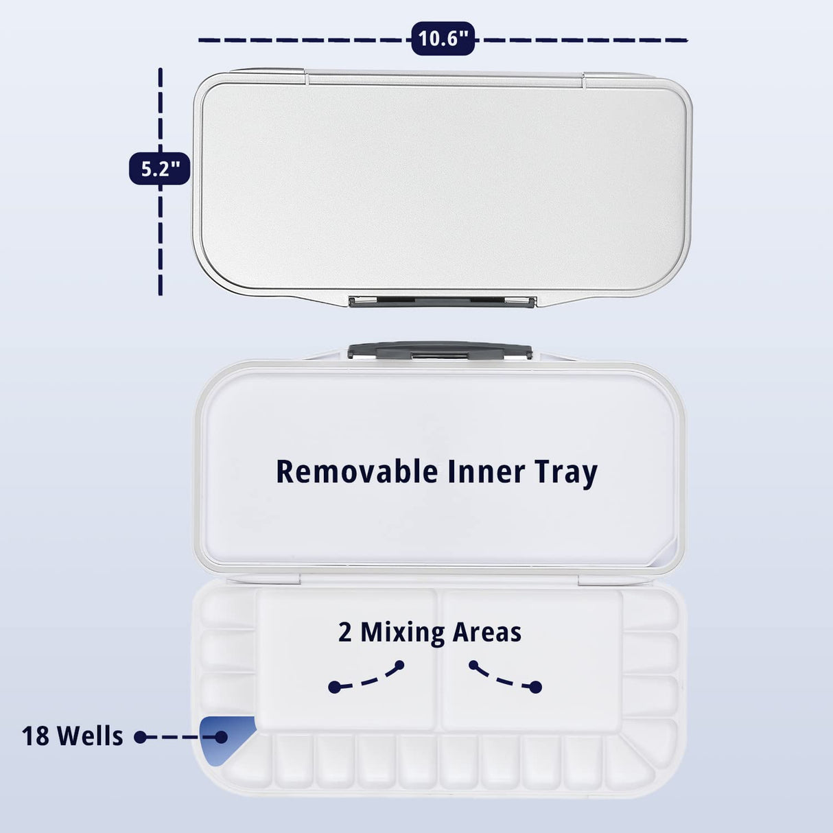 Mr. Pen- Airtight Watercolor Palette with Lid, 1 Pack, 18 Wells and 2 Mixing Areas, Watercolor Palette, Paint Pallet with Lid, Empty Watercolor Palette, Paint Palette, Folding Paint Tray Mr. Pen