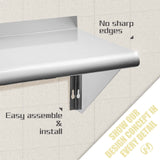 Hally Stainless Steel Shelf 12 x 48 Inches 280 lb, NSF Commercial Wall Mount Floating Shelving for Restaurant, Kitchen, Home and Hotel HALLY SINKS & TABLES H