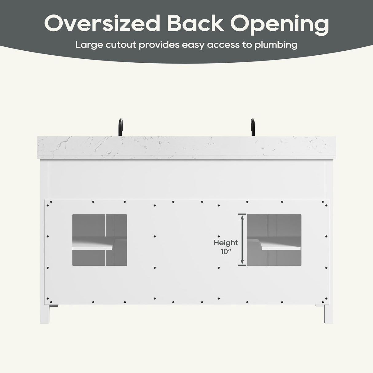 DELUXE LIVING 60 Inch Bathroom Vanity with Double Sink, Farmhouse Bathroom Vanity Cabinet with Soft Closing Doors & Dovetail Drawers, Vanity for Bathroom, Adjustable Feets, Apron Farm Sink, White DELUXE LIVING