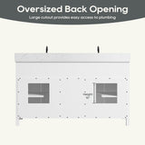 DELUXE LIVING 60 Inch Bathroom Vanity with Double Sink, Farmhouse Bathroom Vanity Cabinet with Soft Closing Doors & Dovetail Drawers, Vanity for Bathroom, Adjustable Feets, Apron Farm Sink, White DELUXE LIVING