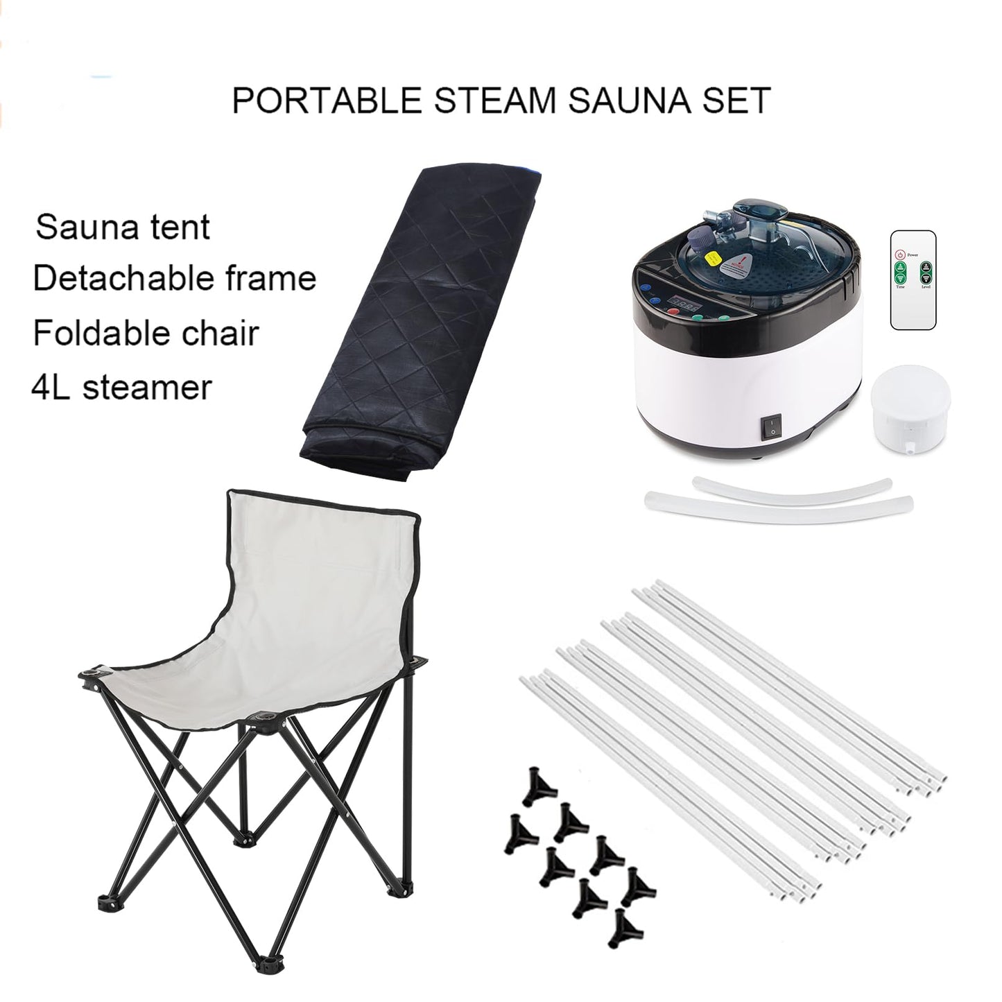 ZONEMEL Full Size Portable Steam Sauna Kit, Personal Full Body Home Spa for Detox, Relaxation, 4 Liters 1500 Watt Steamer, Remote Control, Timer, Foldable Chair(L31.5 x W31.5 x H55.1,Solid Black)