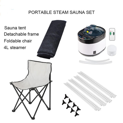 ZONEMEL Full Size Portable Steam Sauna Kit, Personal Full Body Home Spa for Detox, Relaxation, 4 Liters 1500 Watt Steamer, Remote Control, Timer, Foldable Chair(L31.5 x W31.5 x H55.1,Solid Black)