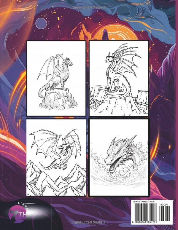 Dragon Coloring Book for Adults and Kids: 50 Majestic Dragons for Stress Relief and Relaxation - Unlock Creativity with Every Page