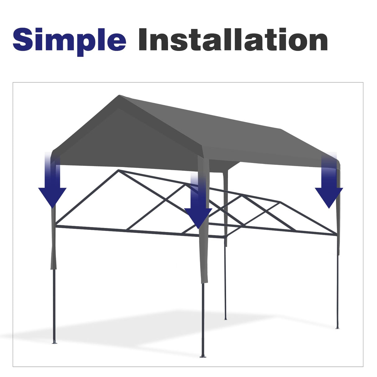 Mergrim 10' x 20' Carport Canopy Replacement Cover with Ball Bungees, 180g Heavy Duty Tarp for Most 10'x20' Carport Frame, Top Cover Only, Frame is Mergrim