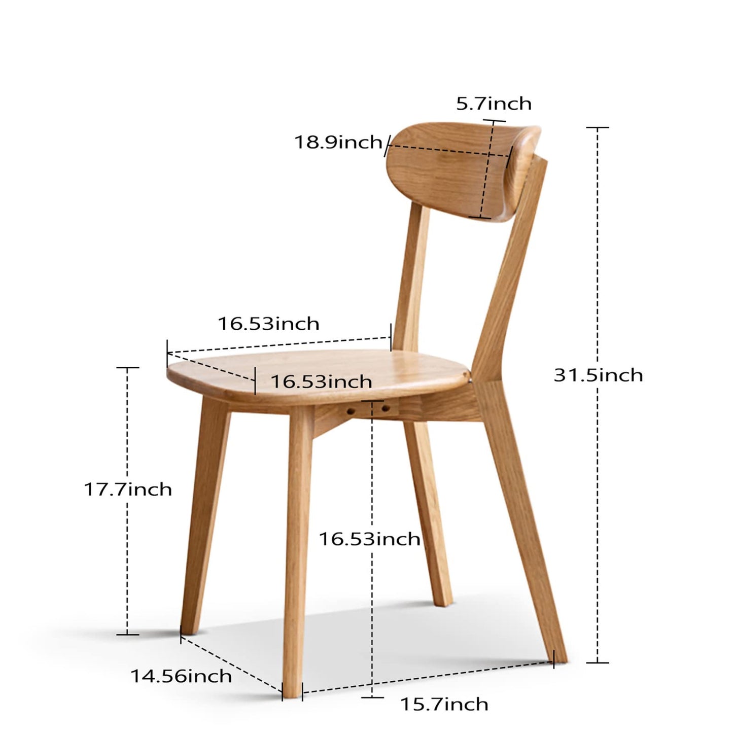 Bamskov 100% Solid Oak Wood Dining Room Chairs - Practical Kitchen Chairs - Wood Chair for Dining Room, Kitchen (1, Natural) - WoodArtSupply