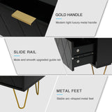 Anbuy Black Nightstand Set of 2 with Gold Handle, Bedside Table with 2 Drawers, Night Stands Set of 2 Gold Legs for Bedroom Living Room Anbuy