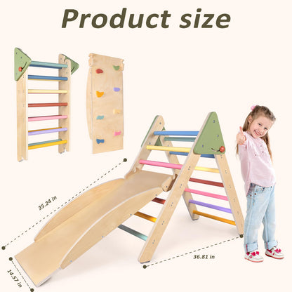 aiwo Pikler Triangle Set 5in1 Montessori Toddler Climbing Toys Indoor, Climbing Toys for Toddlers 1-3 Inside, Baby Climbing Gym Toddler Climber Indoor Playground