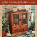 RZGZKLSH Rustic Vintage Mini Wood Counter Top Cabinet, Wall Mount Pine Display Case, Wall Storage Cabinet, Cabinet That Sits on Countertop-Floating Shelf Cabinet Organization12 x4.7"x14"(Brown) RZGZKLSH