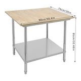 Maple Top Work Table, 36 x 30 x 34 Inch Commercial Butcher Block Wooden Workbench, Kitchen Island Table, Fits Restaurant, Warehouse, Home, Kitchen, Garage Hilberiazel