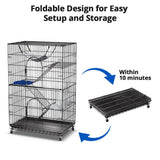 PawGiant 4-Tier Cat Cage 51 Inch Cat Crate Kennel Enclosure Playpen Large Metal Pet Cat Kitten Ferret Animal House Cage Indoor Outdoor with 2 Doors & 1 Hammock PawGiant