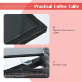 HAPPYGRILL 3-Piece Outdoor Wicker Bistro Set PE Rattan Dining Table Set with Cushioned Chairs, Patio Conversation Set for Backyard Porch Garden and Poolside HAPPYGRILL