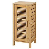 Linon Bracken 3 Shelf 1 Door Bathroom Storage Floor Cabinet, Bamboo Natural Bamboo Linon