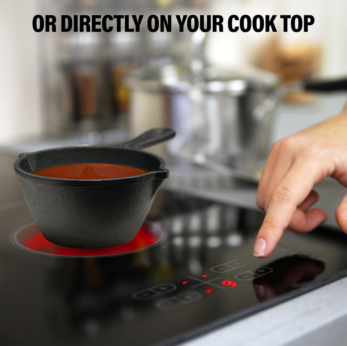 Small Cast Iron Basting Pot with Silicone BBQ Brush – Cast Iron Saucepan for Grilling, Smoking, Butter Melting Pot, 15 Oz Shop Square