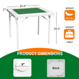 HXBOAUVS 35.4" Square Folding Card Table with Green Felt Surface - Multi-Game Mahjong Table, Domino and Poker Tables for 4 Players, Portable Design with Built-in Cup Holders for Home & Party Use HXBOAUVS