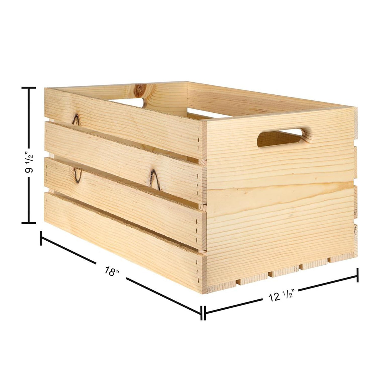 Good Wood by Leisure Arts Wooden Crate, Country, 3pc, Wood Crate Unfinished, Wood crates for Display, Wood crates for Storage, Wooden crates Unfinished, Pine, 18"x12.5"x9.5" Good Wood by Leisure Arts