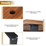 HAPPYGRILL 7 Piece Patio Dining Set Outdoor Dining Furniture with 6 Armchair Heavy Duty Steel Frame Acacia Wood Table Top Umbrella Hole Patio Furniture Set for Backyard Garden Poolside HAPPYGRILL