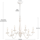 6-Light Chandelier Farmhouse Chandeliers for Dining Room Lighting Fixture, French Country White Chandelier Brown White Wood Chandeliers for Living Room Bedrooms Dining Room Foyer YLCHYTDZSW