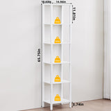 YUFAM 66in Tall Bookshelf 6-Tier Small Narrow Bookcase, Skinny Book Shelf for Small Space, Farmhouse Slim Shelf with Storage, Wood Freestanding Display Thin Bookshelves for Living Room, Office, White YUFAM