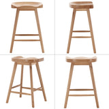 DUOMAY Backless Counter Stools Set of 4, Modern 24.25" Seat Height Low Bar Chairs Solid Rubber Wood Counter Height Barstools Farmhouse Dining Stools for Home Kitchen, Brown DUOMAY