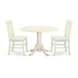 East West Furniture DLNO3-LWH-W 3 Piece Dinette Set for Small Spaces Contains a Round Dining Table with Dropleaf and 2 Kitchen Dining Chairs, 42x42 Inch, Linen White East West Furniture