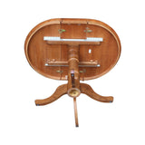 IC International Concepts 36" Round Top Pedestal 12" Leaf-35.3" H Dining Table, Distressed Oak IC International Concepts