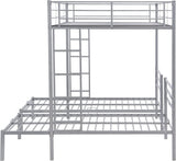 Harper & Bright Designs Metal Triple Bunk Beds Full Over Twin & Twin Bunk Bed with Upper Built-in Shelf, 3 Bed Bunk Beds with 2 Ladders for Kids, Teens, Adults, Silver Harper & Bright Designs